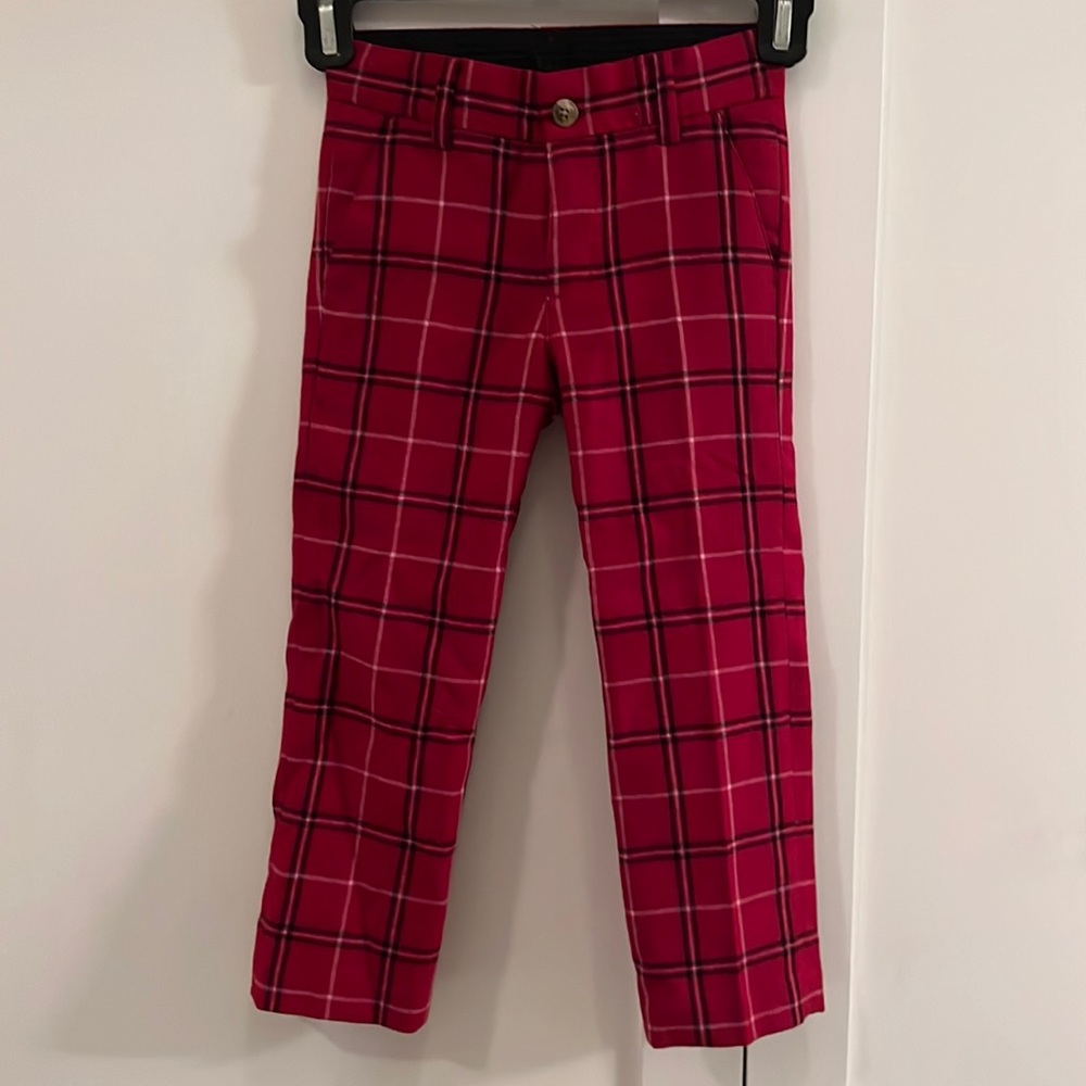 Janie & Jack Crimson Plaid Trouser